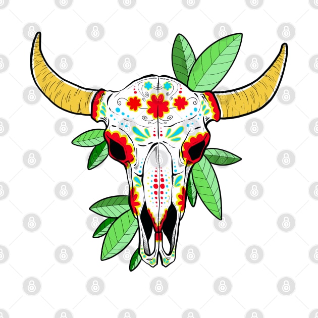 Mexican bull skull by LalART Shop