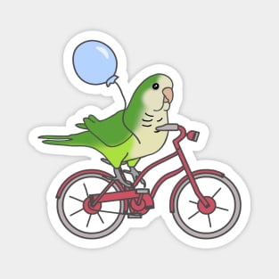 green quaker parrot on a bike Magnet