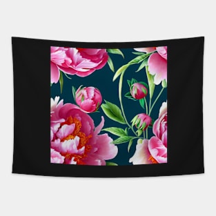 Watercolor peony painting Tapestry