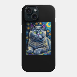 The British Shorthair Cat in starry night Phone Case