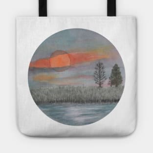 Sunset landscape watercolor Tote