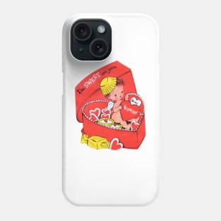 Vintage Valentine Cute Little Girl in Candy Box Red Heart Phone Case