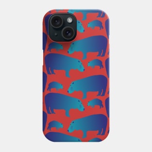 Seamless Decorative Hippopotamus Family Pattern (red) Phone Case