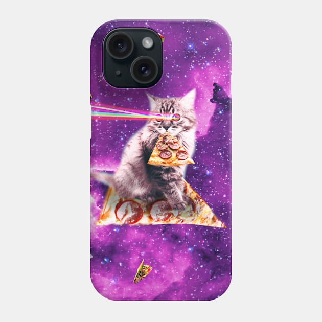 Outer Space Pizza Cat - Rainbow Laser, Taco, Burrito Phone Case by Random Galaxy