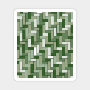 Olive Green Brick Geometric Art Pattern Magnet