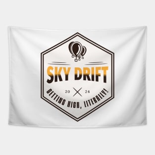 Vintage style hot air balloon design, getting high Tapestry