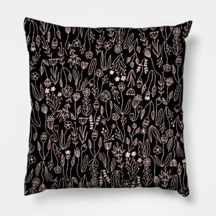 Black Rose Gold Floral Pattern Pillow