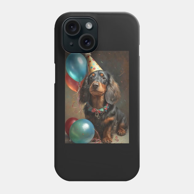 Daschund Dog Birthday Card Phone Case by candiscamera