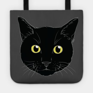 Black Cat Face Yellow Eyes Tote