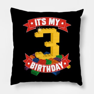 It's My Birthday 3rd Years Old Block Building Boys Girls Pillow