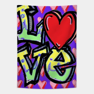 love hearts purple Tapestry