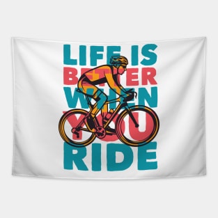 Life Is Better When You Ride // Retro Cycling Quote Tapestry