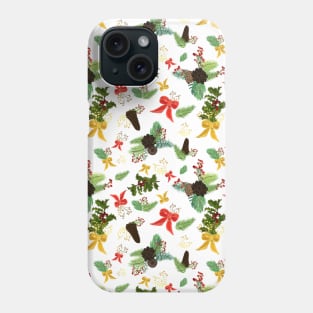 Berries and Bows on White Fabric Phone Case