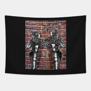 Graffiti Hearts [Digital Figure Illustration] Message on the Mortar Version 1 Tapestry