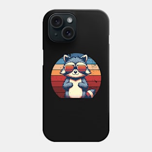 Cool Retro Raccoon in Sunglasses 70s 80s 90s Funny Raccoon Phone Case