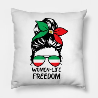 Women Life Freedom Zan Zendegi Azadi Messy Bun Iran Lion Pillow