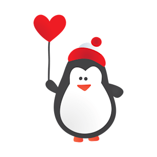 Cute Penguin with Heart Balloon T-Shirt