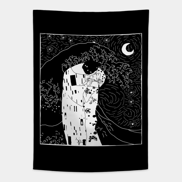 the kiss under the starry night - minimal Tapestry by FandomizedRose