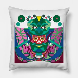 the red velvet queen in mexican jade pattern in ecopop pattern art mask Pillow