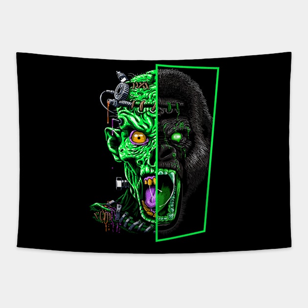 Zombie vs Gorilla Tapestry by albertocubatas