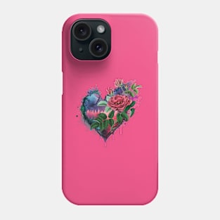 Hot Pink Floral Heart Phone Case