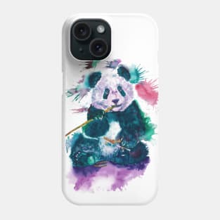 pands cute watercolor eat bamboo Phone Case