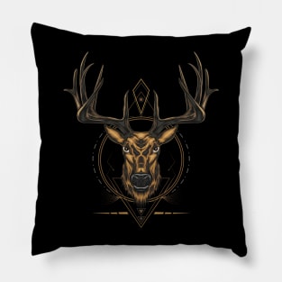 Deer logo illustration with ornament frame Pillow