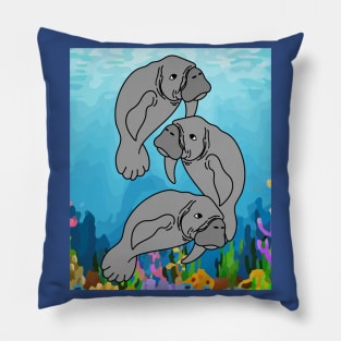 Manatee Water Swimming Badge Pillow