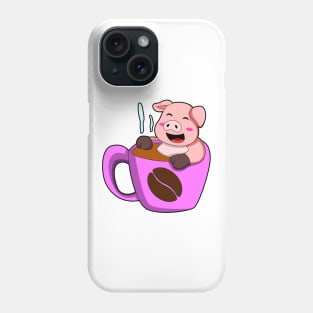 Pig with Cup of Coffee Phone Case