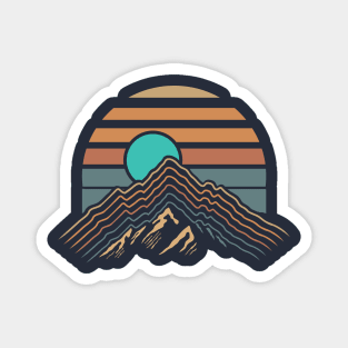 Retro Vintage Mountain Sunset Magnet