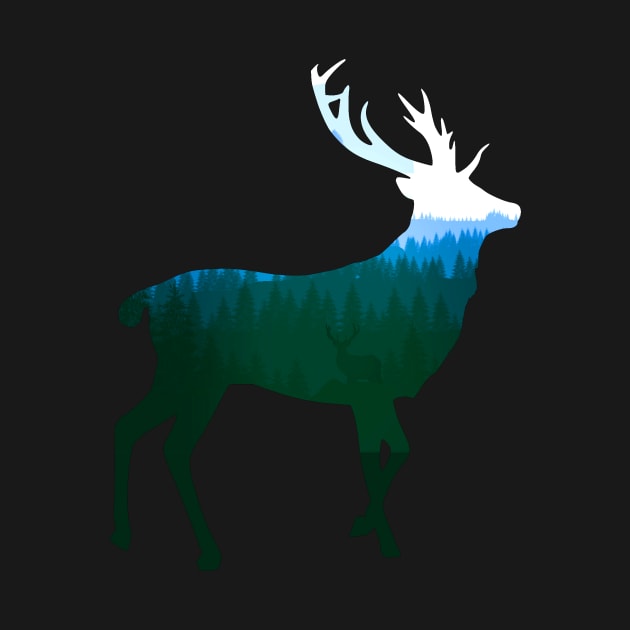 Stag Deer Buck King of the Forest - Green by ballhard