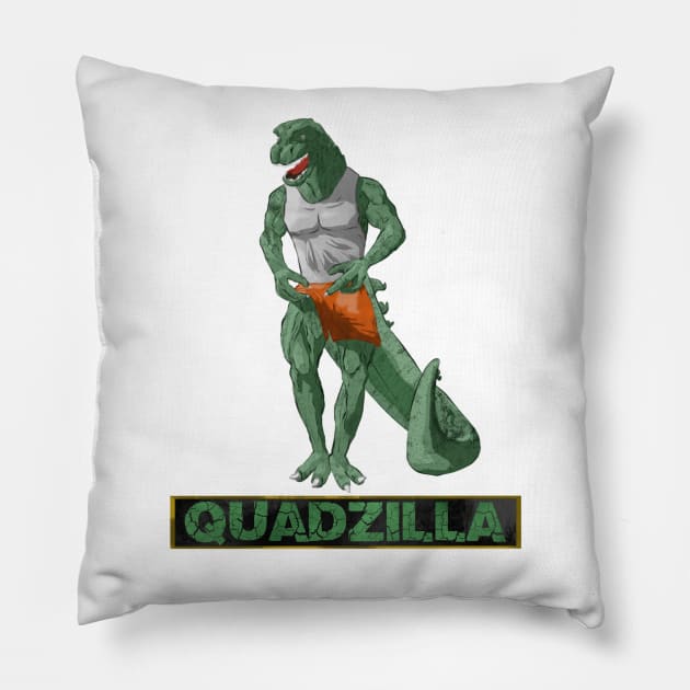 Quadzilla (Version 2) (Color 1) Pillow by CowsDoFly