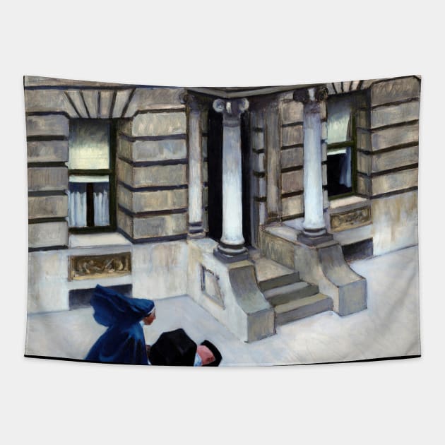 High Resolution Edward Hopper New York Pavements 1925 Tapestry by tiokvadrat