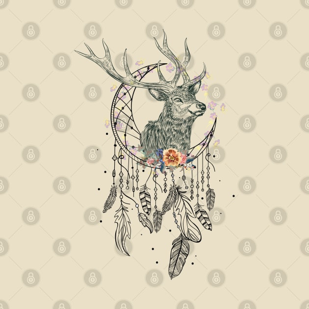 Deer Boho Abstract by Manlangit Digital Studio