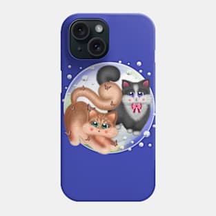 Adorable Cats with Bubbles and Butterflies Phone Case