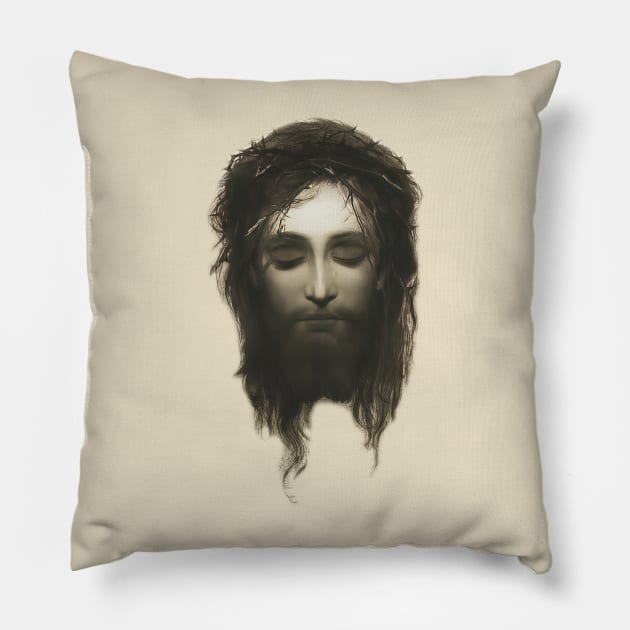 Veronica Veil Shroud Jesus Face Crown of Thorns Pillow by hispanicworld