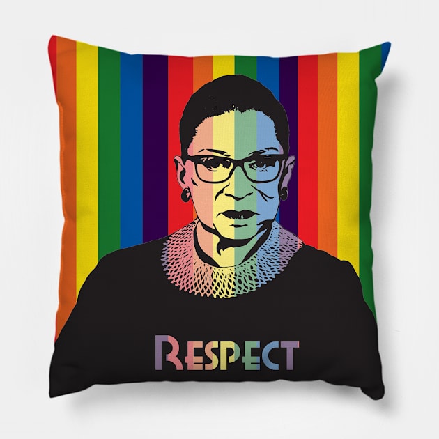 RBG Respect Rainbow Pillow by candhdesigns