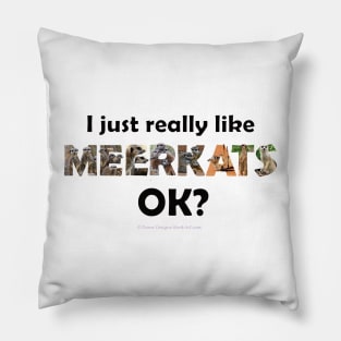 I just really like meerkats ok? - wildlife oil painting word art Pillow