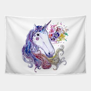 Floral Unicorn Tapestry