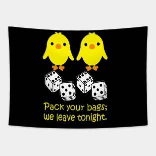 Two Chickens Two Pair of Dice Tapestry