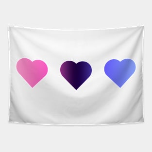 Bi+ Hearts Omnisexual Flag (Horizontal Gradient Trio) Tapestry