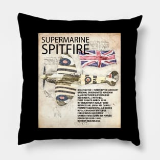 RAF Submarine Spitfire Aircraft Da Vinci Style Aeroplane Pillow