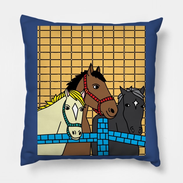Horses Rider Pony Girl Pillow by flofin