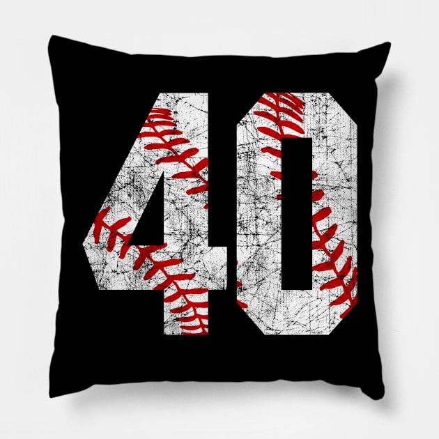 Vintage #40 Baseball Laces Baseball Mom Jersey Love Baseball Pillow by TeeCreations