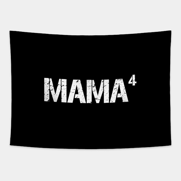 Distressed Text, Mama Squared, Mama Of 4 Kids - Pregnancy Announcement, Mother's Day Gift For Awesome Mom Tapestry by Art Like Wow Designs