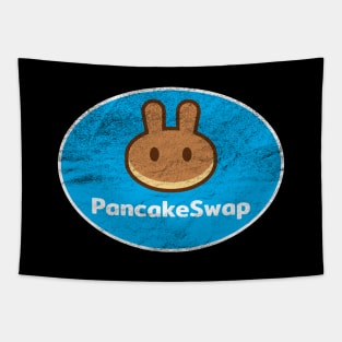 PancakeSwap CAKE Crypto Coin Blue Vintage Oval Tapestry