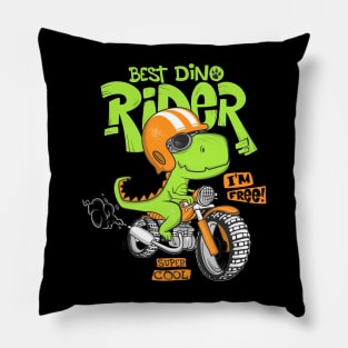 dinosaur riding motorbike Pillow