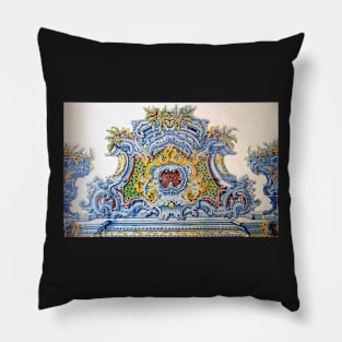 Polychrome handpainted tile panel from Portugal Pillow