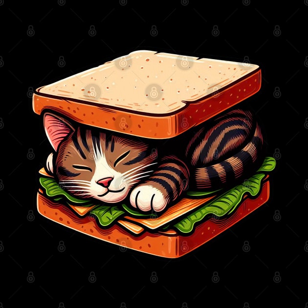 Tabby Cat is Sleeping inside a Sandwich by Plushism