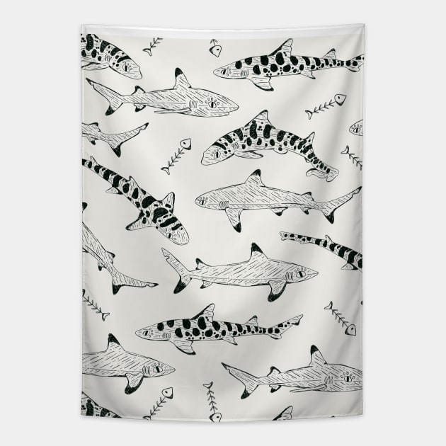 Shark Pattern Tapestry by fernandaschallen